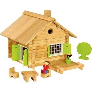 NWT Jeujura Wooden Building Set Log House 135 Pieces